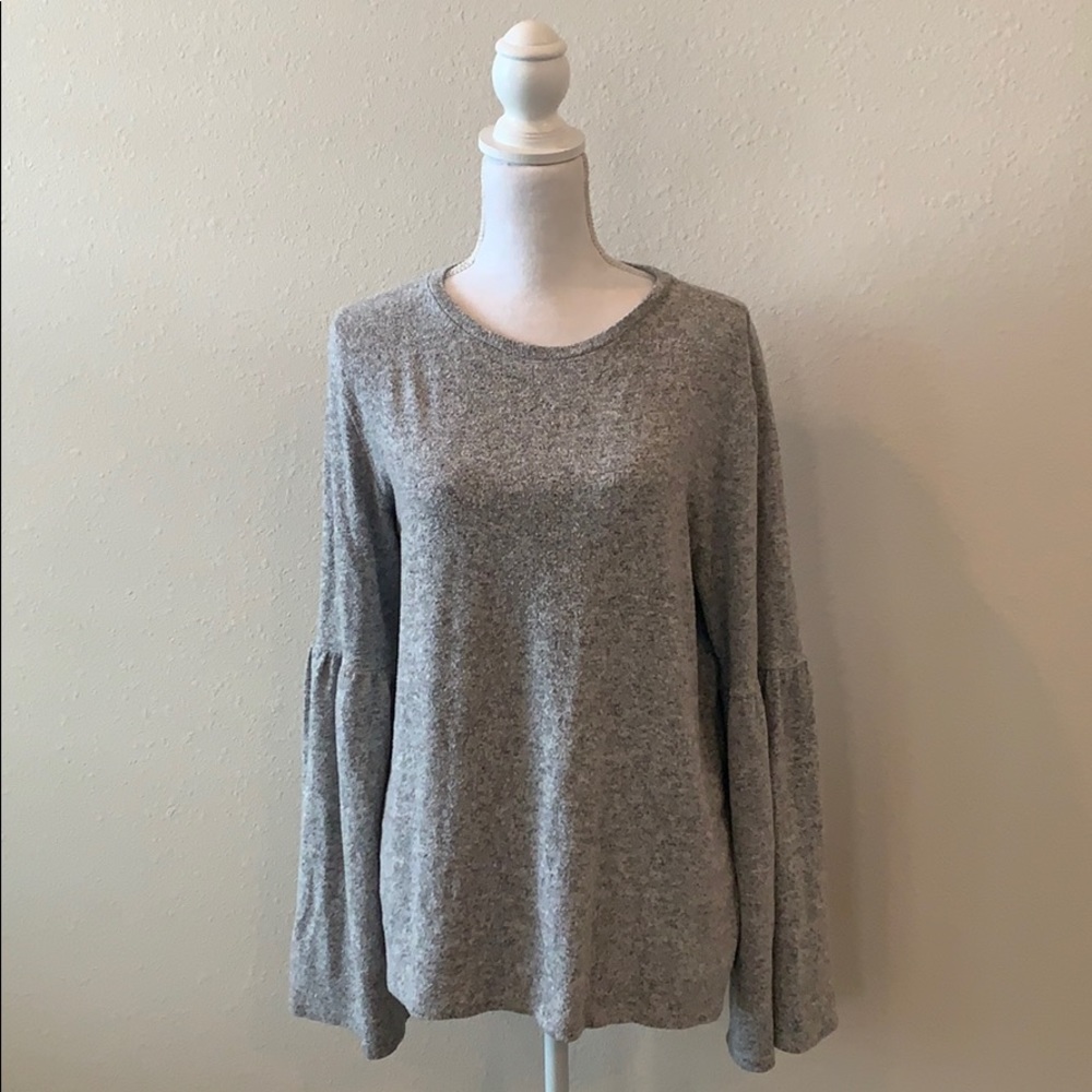 Zara Grey Bell Sleeve Sweater
